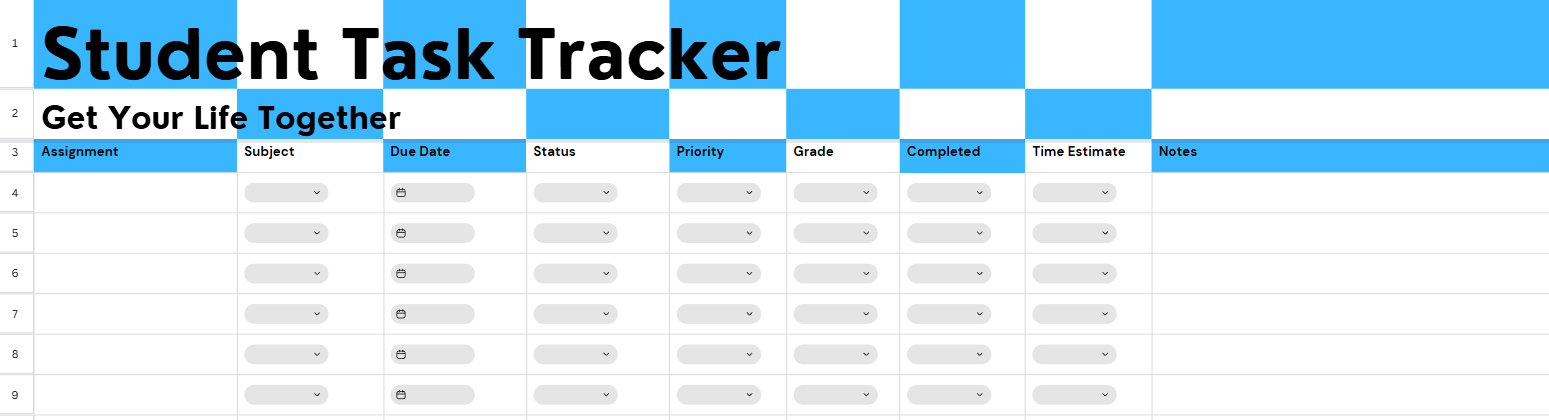 Student Task Tracker - Editable & PDF